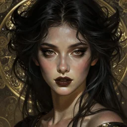 beautiful dark goddess, vixen, intricate, elegant, feminine beauty, highly detailed, digital painting, artstation, concept art, smooth, sharp focus, beautiful face, expressive eyes, illustration, art by Artgerm and greg rutkowski and alphonse mucha