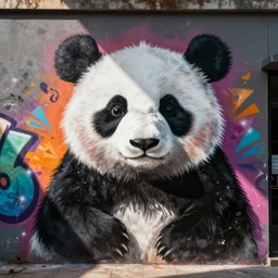 cute panda, Street art, graffiti, urban public art, independent
