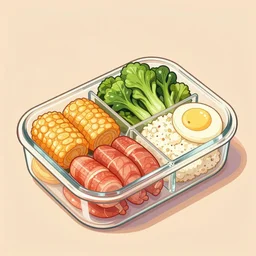 an illustration of lunch box, very detailed illustration, lovely and cute, by victo ngai and studio muti, - n 9