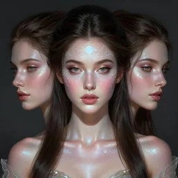 symmetry portrait of brunette princess, glam, fae, glowing skin, intricate, elegant, highly detailed, digital painting, artstation, concept art, smooth, sharp focus, illustration, art by artgerm and greg rutkowski and fra angelico and unreal engine 5