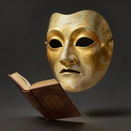 Magic Floating Thespian Mask reading a book, no body, bodyless, theater mask, Ivan Aivakovsky, Boris Vallejo, epic fantasy character art, D&D Concept Art, full length, Realistic, Regal, Refined, extremely detailed, Detailed Digital Art, Oil Paining, Exquisite detail, post-processing, masterpiece, Cinematic Lighting, Unreal Engine, 8k, HD, Stanley Artgerm Lau, WLOP, Rossdraws, Frank Frazetta, Andrei Riabovitchev, Marc Simonetti, trending on artstation, flawless