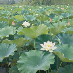 a beautiful painting of summer lotus pond, by william turner