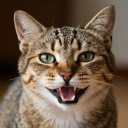 a close up picture of a grinning cat, DSLR photography
