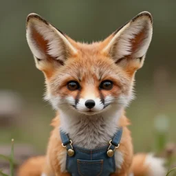 very beautiful portrait of an extremely cute and adorable fennec fox wearing overalls, smooth, perfect face, fantasy, character design by mark ryden and craola, sharp focus, concept art, intricate detail, cinematic lighting, hyperrealistic, 5 0 mm, diorama macro photography, 8 k, nature