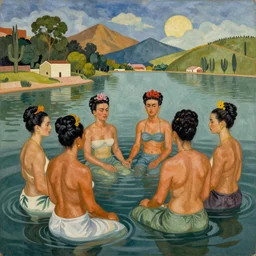 “women bathing in a lake by frida khalo”