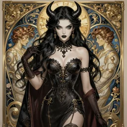 Amouranth as a super villain, sexy, fantasy, intricate, elegant, highly detailed, digital painting, artstation, concept art, matte, sharp focus, illustration, art by Artgerm and Greg Rutkowski and Alphonse Mucha