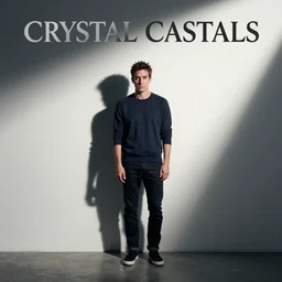 nathan fielder on the crystal castles album cover standing against the wall