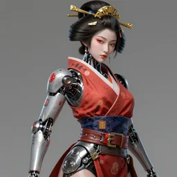 an epic fantastic realism comic book style portrait painting of a japanese robotic geisha with kanji tattoos and decals, apex legends, octane render, intricate detail, 4 k hd, unreal engine 5, ex machina, irobot