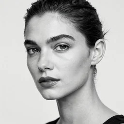 black and white vogue closeup portrait by herb ritts of a beautiful female model, high contrast