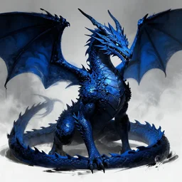 cyber noir portrait of a blue and black dragon, concept art, artstation