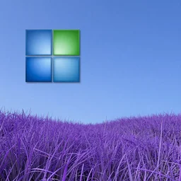 Bliss Windows XP default wallpaper, but with purple grass, realistic matte painting,