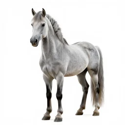 grizzled pegasus, photorealistic portrait photography, full body, standing, isolated on a pure white background, centered, whole figure in frame, sharp focus, studio lighting