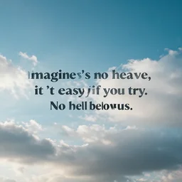 Imagine there\'s no heaven, it\'s easy if you try.  No hell below us, above us only sky