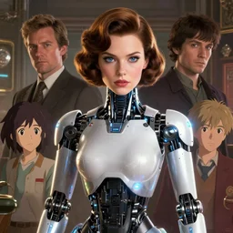 cybertronic led fembot. ultra sexy filter. highly detailed portrait with a retro hairstyle. screenshot from hbo westworld, norman rockwell, stephen bliss, 8 k, unreal engine, art by greg rutkowski, katsura masakazu, makoto shinkai, satoshi kon, global radiant illumination, detailed and intricate environment