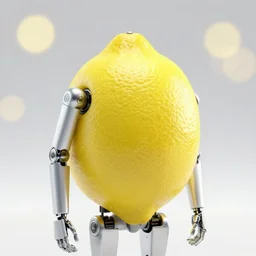 cyborg lemon, bokeh, studio lighting