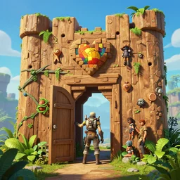 open door wood wall fortress greeble block jungle heartstone global illumination ray tracing hdr official fanart behance hd artstation by jesper ejsing, by rhads, makoto shinkai and lois van baarle, ilya kuvshinov, rossdraws that looks like it is from borderlands and by feng zhu and loish and laurie greasley, victo ngai, andreas rocha, john harris