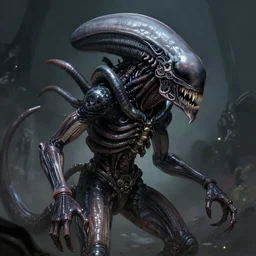 Xenomorph, digital painting, highly detailed, great quality, concept art, sci fi horror, low-key lighting