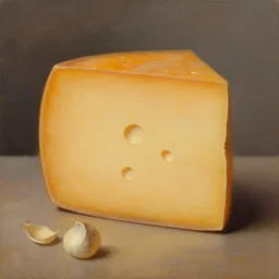 beautiful oil painting of gouda cheese