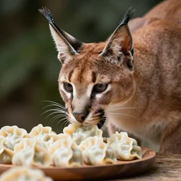 caracal eats dumplings