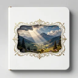white rectangular composition notebook enchanted frame label, artstation, cgsociety