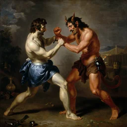 alex jones defeating the devil in masculine hand-to-hand combat, painting by Jacques-Louis David, 8k photoscan