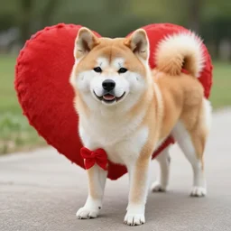 an akita inu shaped like a heart