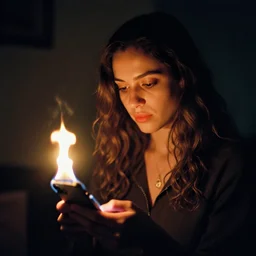 A woman lights her iPhone on fire, 35mm film, by Saul Leiter, Jamel Shabazz, Nan Goldin