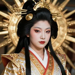 hyper realistic portrait photo of ameterasu the sun goddess of japan, portrait shot, intricate detail