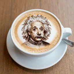 Einstein image in cappuccino