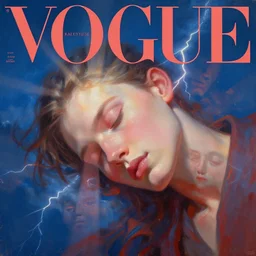 3 d, sci - fi, morning, sleepy fashion model face, sun rays, cinematic, lightning clouds, vogue cover style, stanley kubrick, light red and deep blue mood, realistic painting, intricate oil painting, high detail, figurative art, multiple exposure, poster art, 3 d, by tooth wu and wlop and beeple and greg rutkowski