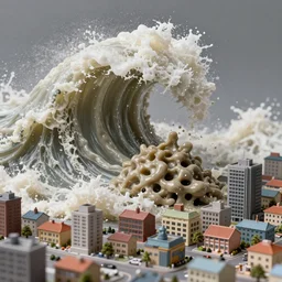 huge tidal wave of snot crashing into tiny city miniature photography 3 5 mm