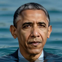 obama's face by the water surface, an 8 k photograph. volumetric lighting, sub surface scattering, masterpiece, artgem. hard light, high detail