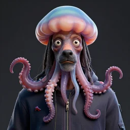 Trevor Philips as SnoopDog face , tentacles, unnatural shapes, jellyfish, insect, octane render, 3d digital art by beeple, unreal engine 5, award winning