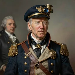 a portrait of Joe Biden as a steampunk captain, art by by Joseph Karl Stieler and Théodore Gericault and Eugène Delacroix, highly detailed, trending on wikiart