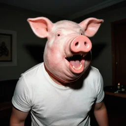 creppy 2 0 0 3 photo of a pig masked man screaming in a dark room