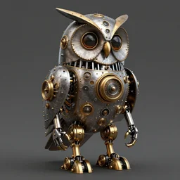 3D render of highely detailed steampunk mechanical owl robot