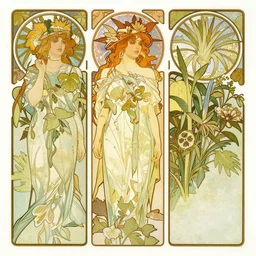 beautiful art nouveau of tropical flora by Alphonse Mucha