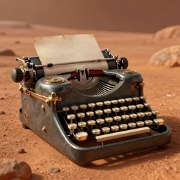 steampunk a typewriter on mars, octane render, ultra realistic. highly detailed, mystical, by wolp and artgerm, midsommar 4 k