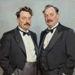 an impasto painting of Stan Laurel and Oliver Hardy