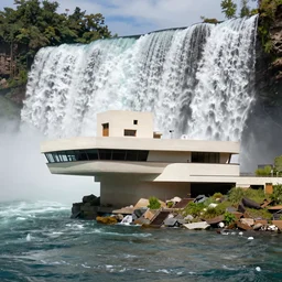 a house on the water fall, by frank lloyd wright, by frank gehry, by le corbusier