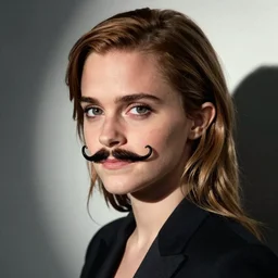 Emma Watson with a beautiful moustache à la Salvador Dali