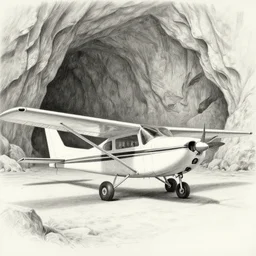 hyperrealist pencil sketch of a cessna in a colossal cave by david malan, fantasy art, drawing, dynamic lighting, artstation, poster, volumetric lighting, very detailed faces, 4 k, award winning