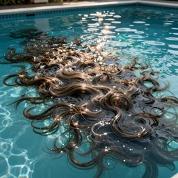 photo of swimming pool filled with hair instead of water