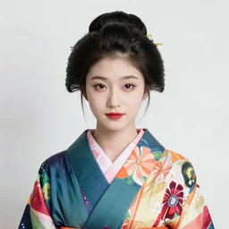 beautiful young, black eyes, black hair modern japanese geisha, wearing a colorful kimono, by chris riddell, ilya kuvshinov, wlop, krenz kushart, boris vallejo, ayami kojima and ayami kojima