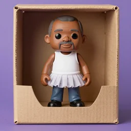 desmond tutu wearing a tutu standing in a large cardboard box, in gta v, stephen bliss, stop motion vinyl action figure, plastic, toy