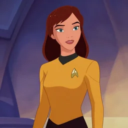 captain janeway from star trek voyager in an animated disney movie, beautiful character art