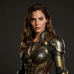 steampunk portrait of gal gadot, hyper detailed, digital art, cinematic lighting, studio quality, smooth render, unreal engine 5, octane rendered, art style by klimt and nixeu and ian sprigger and wlop and krenz cushart.