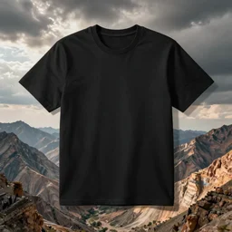 black blank heavyweight tee shirt, flat,