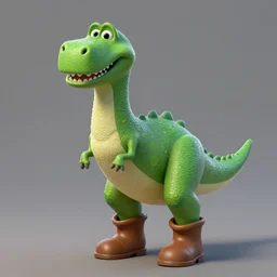 a green anthropomorphic dinosaur in the style of pixar, wearing brown boots, adorable and whimsical, fantasy, elegant, digital painting, artstation, unreal engine, octane render, concept art, matte, sharp focus, vibrant colors, high contrast, illustration, art by justin gerard