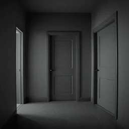 grey room with doors by david lynch style, twin peaks